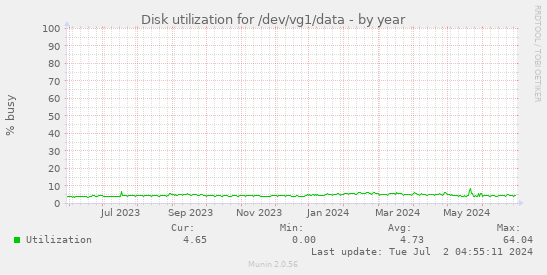 Disk utilization for /dev/vg1/data