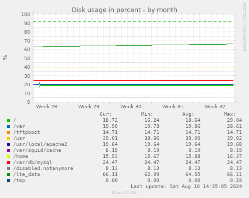 Disk usage in percent