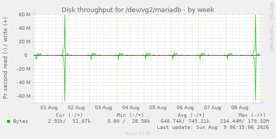 Disk throughput for /dev/vg2/mariadb